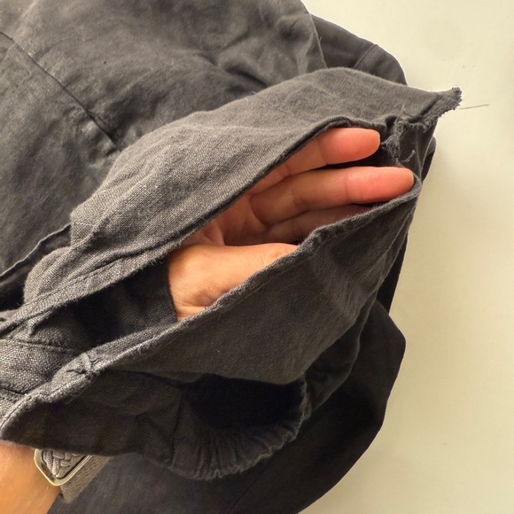 Kleen 100% Linen Barrel Ankle Pant Womens S Black Elastic Waist Lagenlook Boho - Picture 8 of 11